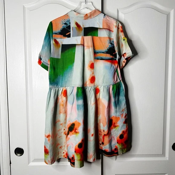 Hunter Bell Peyton Linen Blend Shirt Dress Drawstring Waist Size Medium NWT - Picture 6 of 15